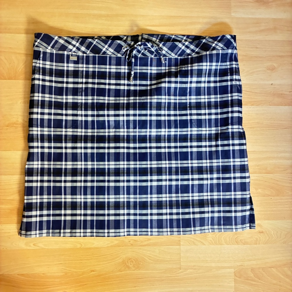 Classic Blue Plaid Mini Skirt with Shorts (skort) Size 20
